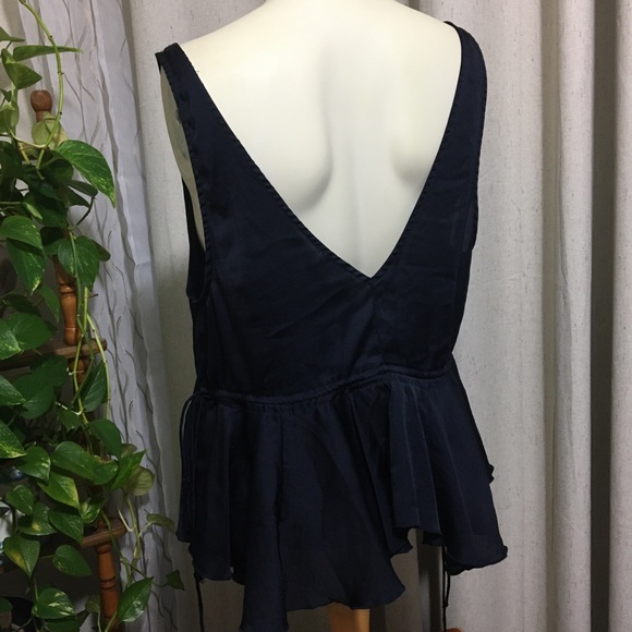 Free People Ruffle Drawstrings Cami, Blue Small - Picture 3 of 10